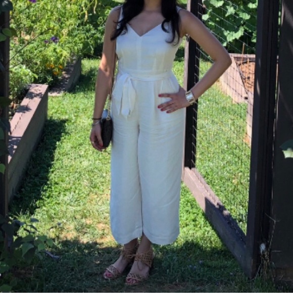 LOFT Pants - Ann Taylor/Loft Wide-Leg Ivory Jumpsuit